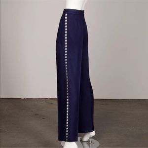 Thierry Mugler Cut Out High Waist Pants in Navy 36